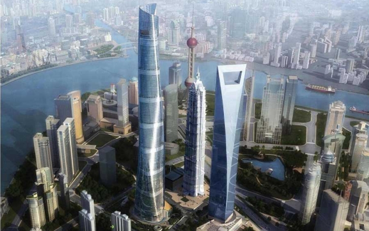 Elkészült Kelet-Ázsia legmagasabb épületének váza Sanghajban